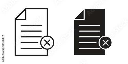 Delete Document icons of black colored in various styles