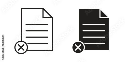 Delete Document icons of black colored in various styles
