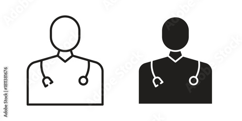 Doctor icons of black colored in various styles