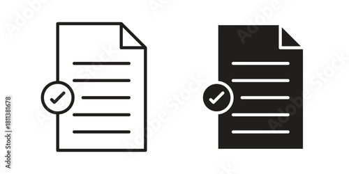 Document accept icons of black colored in various styles