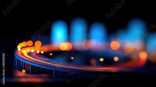 interchange. City interchange at night with abstract light trails, capturing dynamic urban energy. mobility guides, transit brochures, designed for transport & logistics marketing.