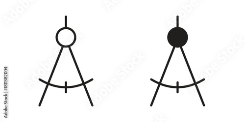 Drafting compass icons of black colored in various styles
