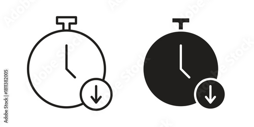 Down time icons of black colored in various styles