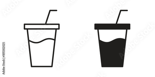 Drink icons of black colored in various styles