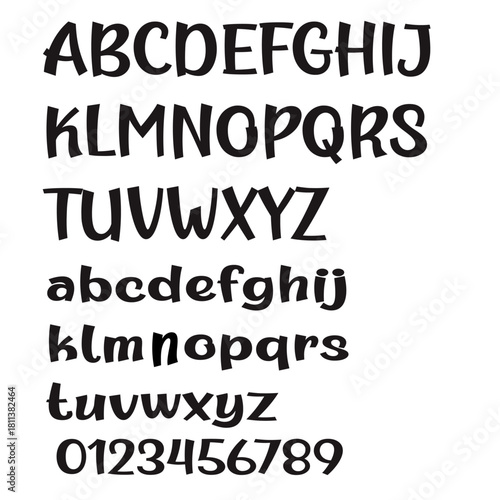 Handwritten Alphabet Font Set – Cute Playful Letters and Numbers, Cartoon Style A–Z, a–z, 0–9