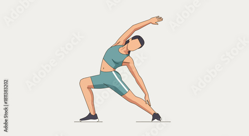 Side Bend Exercise Woman Practicing Stretching Yoga Pose for Fitness and Wellbeing
