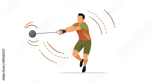 Hammer Throw Athlete in Action Power Strength and Determination
