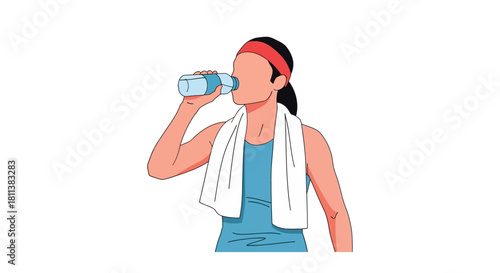 Hydrated Athlete Fitness Woman Drinking Water After Workout