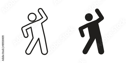 Fitness exercise icons of black colored in various styles