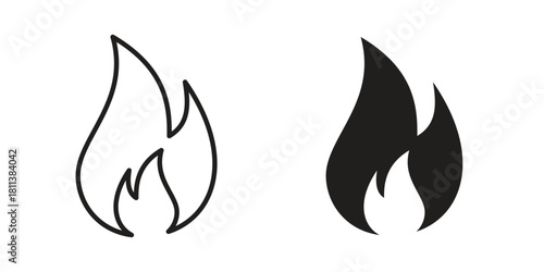 Flame icons of black colored in various styles