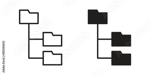 Folder tree icons of black colored in various styles