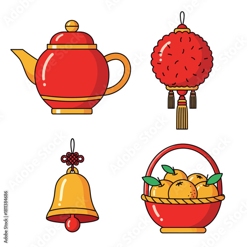 Vibrant collection of traditional Chinese lanterns and festive decorations