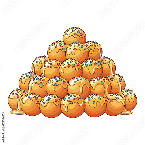 Traditional Italian Christmas Struffoli Dessert Vector Illustration  
