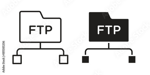FTP icons of black colored in various styles