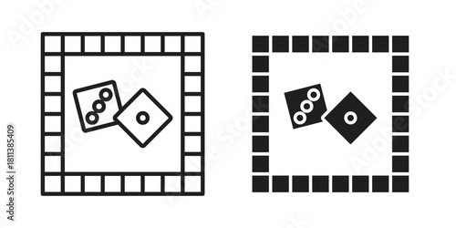 Game board icons of black colored in various styles