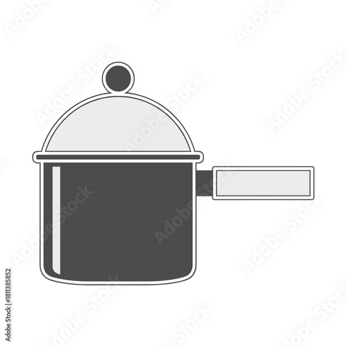Cookware pot with lid, kitchen equipment concept, cooking illustration