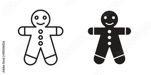 Gingerbread man icons of black colored in various styles