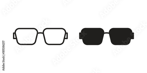 Glasses icons of black colored in various styles