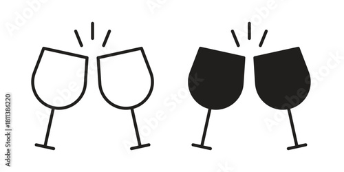Glass-cheers icons of black colored in various styles