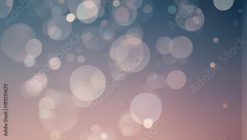 Soft, airy bokeh of varying sizes floats over a gradient of blue to rose hues