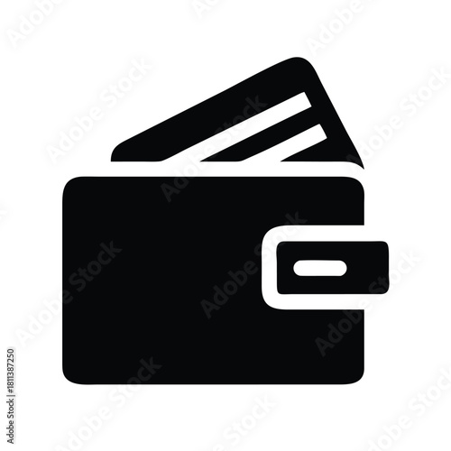 Credit cards in wallet silhouette vector icon on white background