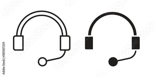 Headset icons of black colored in various styles