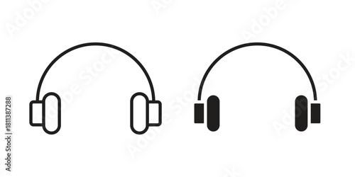 Headset icons of black colored in various styles