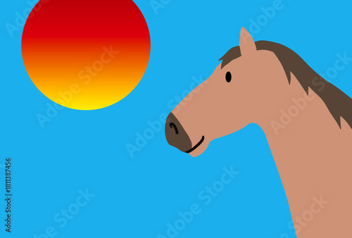 馬, 年賀状, 正月, 和風, 和柄, うま, 動物, イラスト, 干支, 年末, 新年, ベクター, シルエット