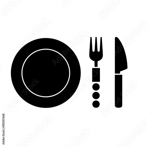 Plate, fork, and knife, dining concept, culinary, copy space