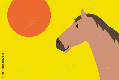 馬, 年賀状, 正月, 和風, 和柄, うま, 動物, イラスト, 干支, 年末, 新年, ベクター