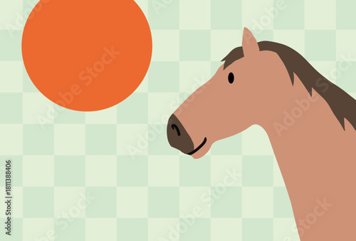 馬, 年賀状, 正月, 和風, 和柄, うま, 動物, イラスト, 干支, 年末, 新年, ベクター, シルエット