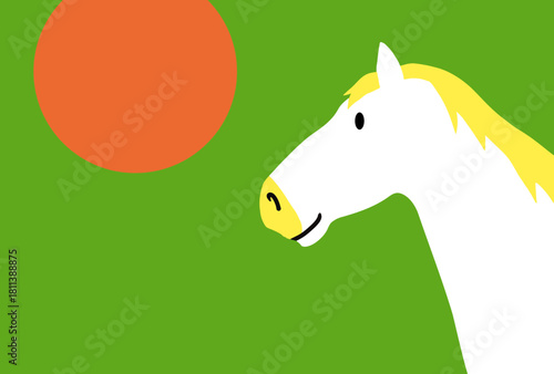 馬, 年賀状, 正月, 和風, 和柄, うま, 動物, イラスト, 干支, 年末, 新年, ベクター, シルエット