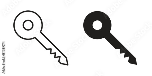 key icons of black colored in various styles