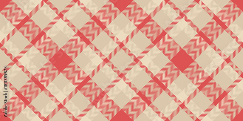 Elegant tartan textile vector, mockup plaid fabric pattern. Show texture background check seamless in light and red colors.