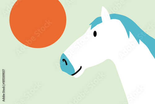 馬, 年賀状, 正月, 和風, 和柄, うま, 動物, イラスト, 干支, 年末, 新年, ベクター