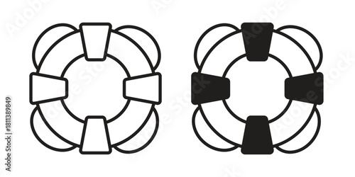 Life buoy icons of black colored in various styles