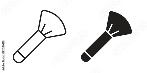 Makeup brush icons of black colored in various styles
