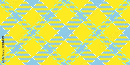 Harvest plaid seamless tartan, collection texture pattern fabric. Reel textile check vector background in yellow and cyan colors.