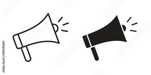 Megaphone icons of black colored in various styles