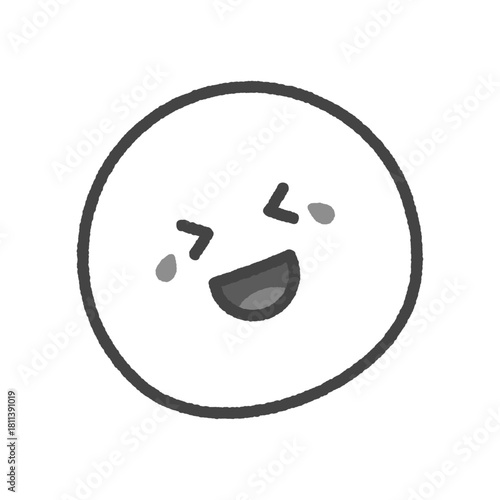 斜めに傾き涙を流して笑い転げる顔の絵文字 - 爆笑･おもしろい･ウケて笑い泣きの表情の手書きアイコン