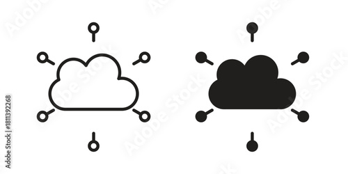 Network cloud icons of black colored in various styles