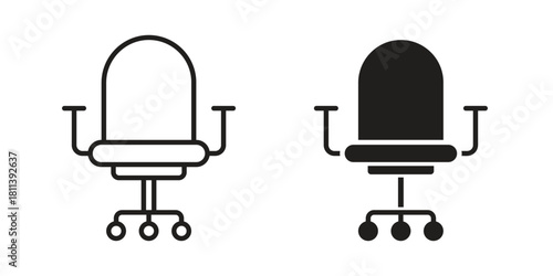 Office chair icons of black colored in various styles