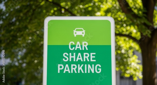 CarShare Signage Illuminating Green on a Sunny Day for Eco-Friendly Transportation