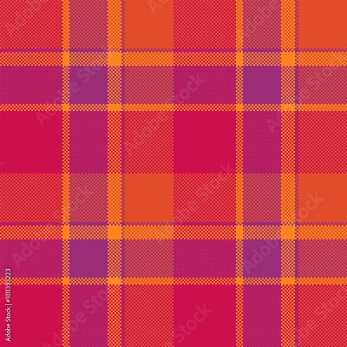 Vibrant pixelated plaid pattern with retro charm. A versatile background for textiles, web design, or vintageinspired projects. Bold, eyecatching design.