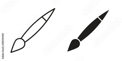 Paint brush icons of black colored in various styles