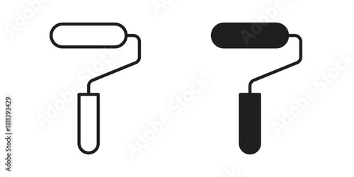 Paint roller icons of black colored in various styles