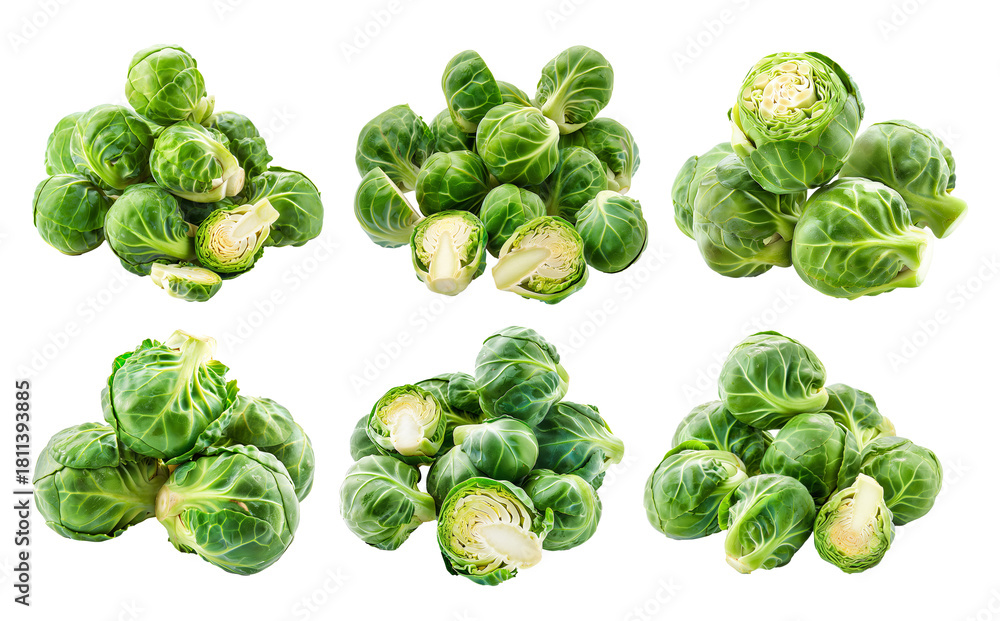 Fototapeta premium Fresh Brussels sprouts isolated a white background