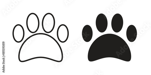 Paw icons of black colored in various styles