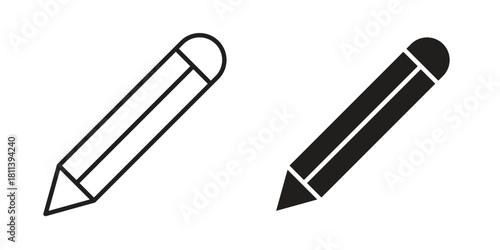Pencil icons of black colored in various styles
