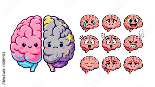 Funny human brain set.